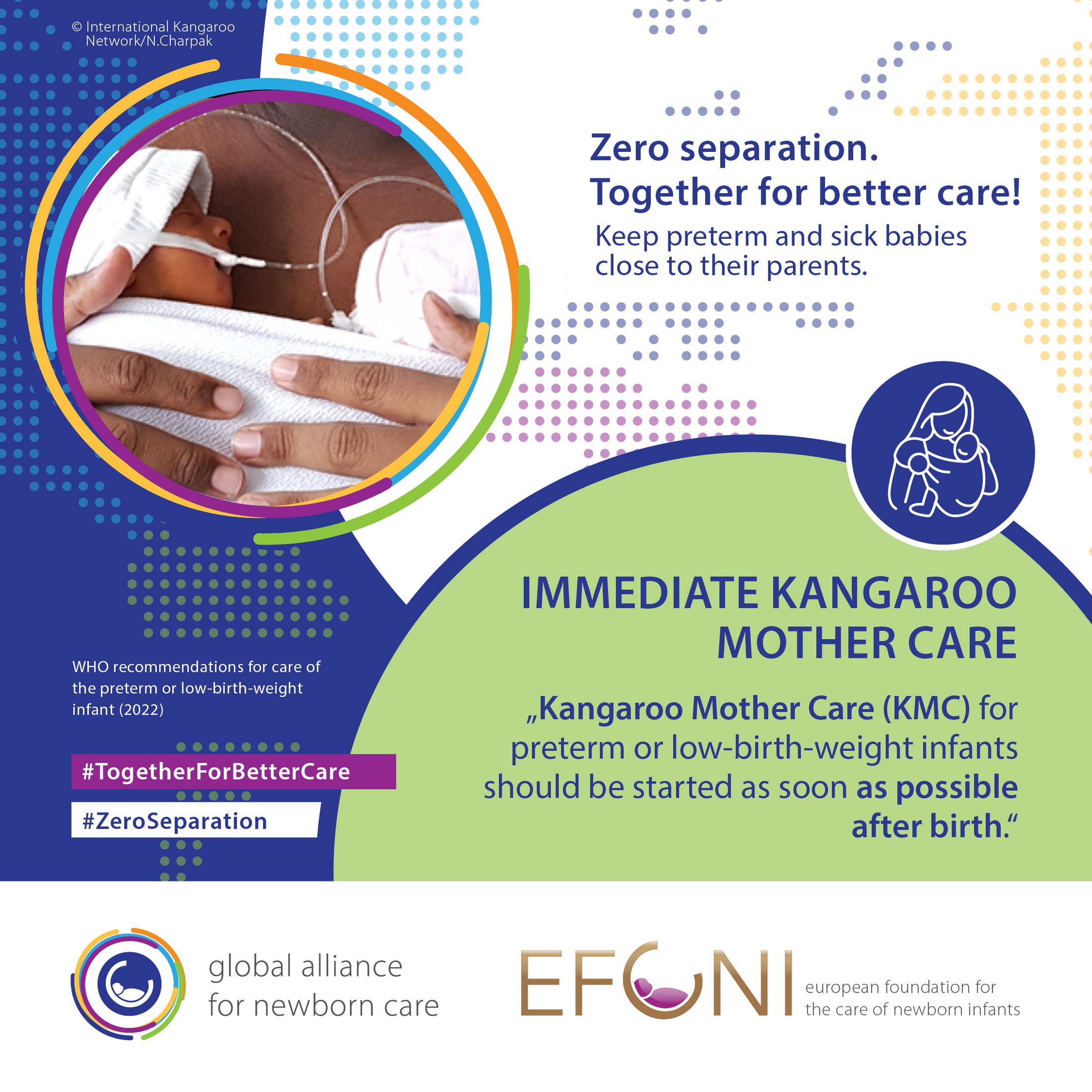 Mother bonding with her baby through kangaroo mother care. Immediate kangaroo mother care: kangaroo mother care (KMC) for preterm or low-birth-weight infants should be started as soon as possible after birth.