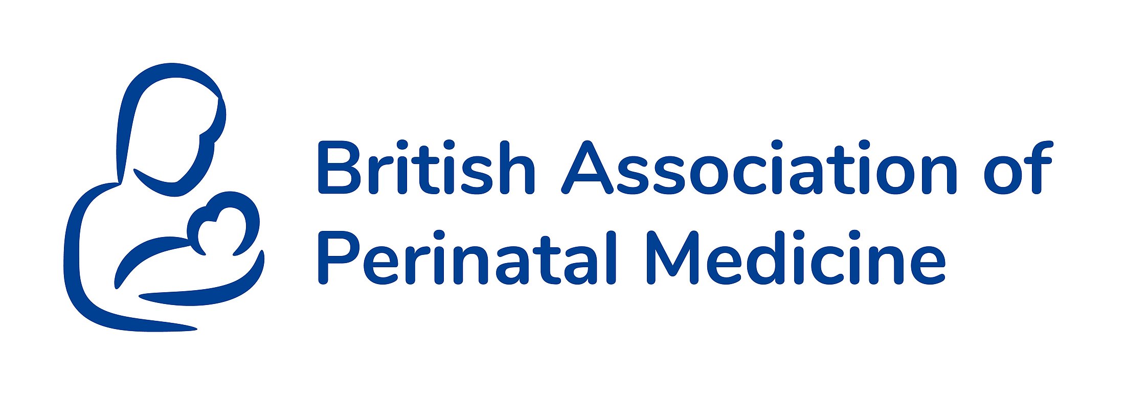 Blue logo of the British Association of Perinatal Medicine featuring a stylized parent holding a newborn.