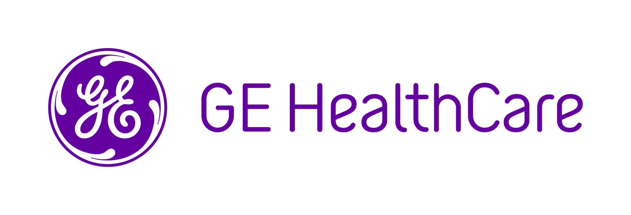 Purple GE HealthCare logo with the circular GE emblem beside the company name.