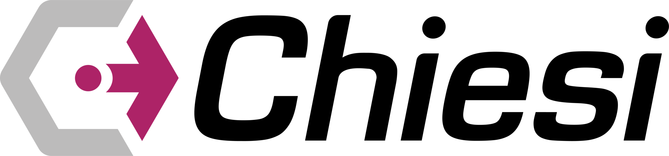 Chiesi logo with a gray and magenta geometric symbol beside the company name.