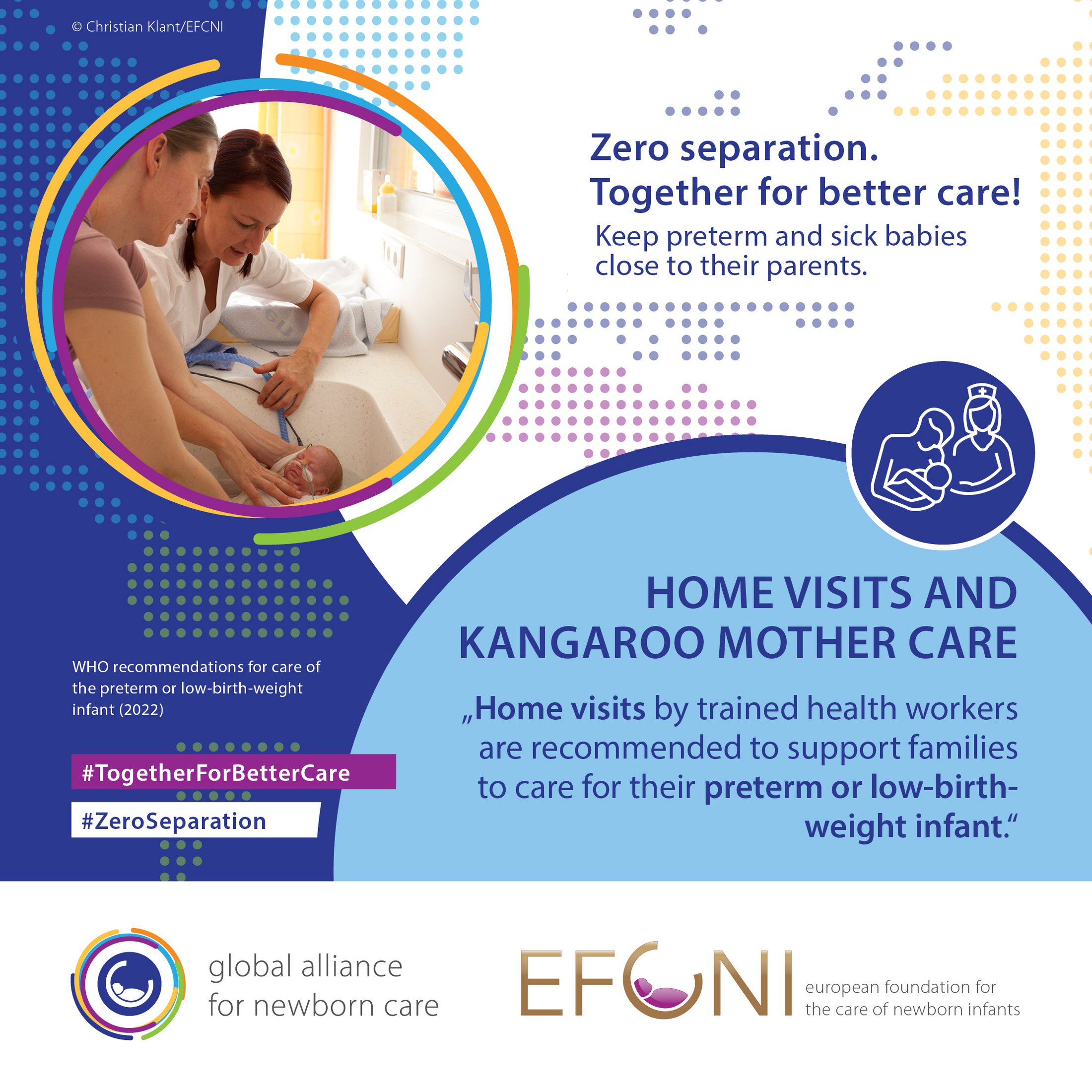 Infographic on Home Visits: Home visits by trained health workers are recommended to support families to care for their preterm or low-birth-weight infant.
