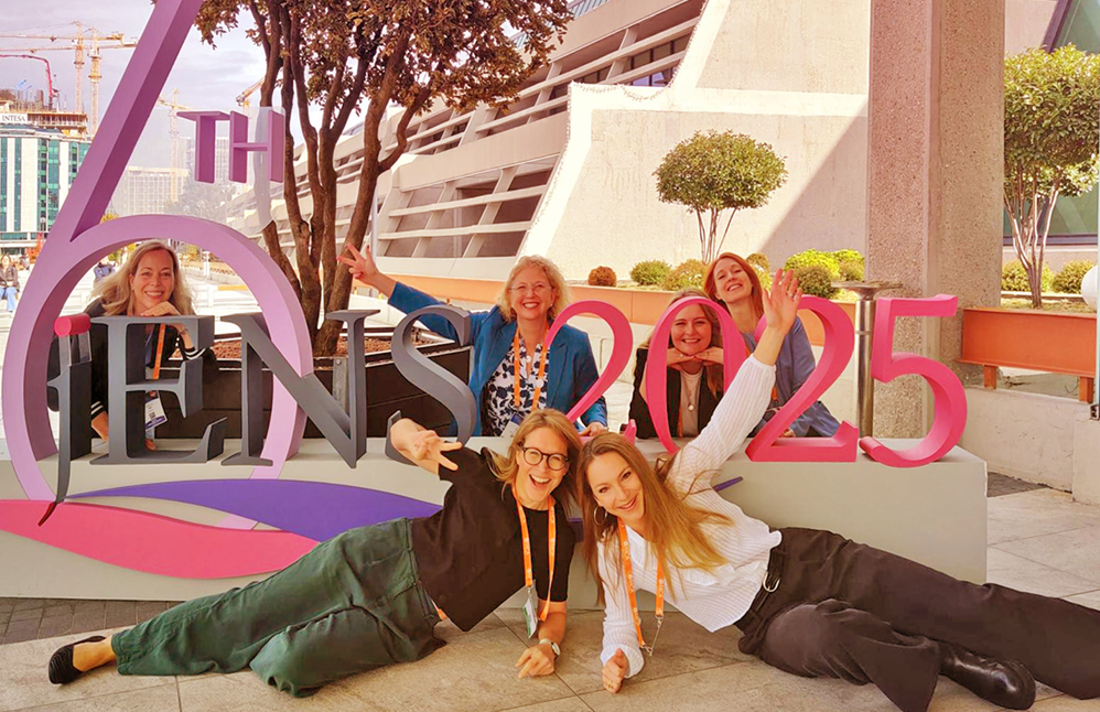 GFCNI group photo in front of the jENS Congress logo banner at jENS 2025 neonatal congress in Belgrade, Serbia