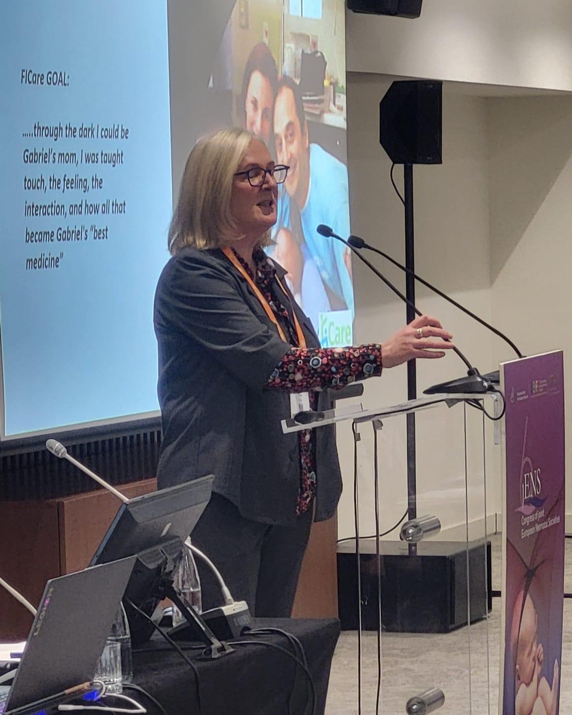 Karel O'Brien presenting at jENS 2025 neonatal congress in Belgrade, Serbia