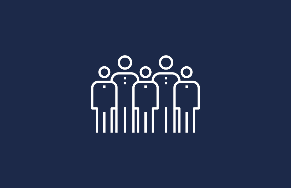 Illustration of a trustee board with five figures standing together.