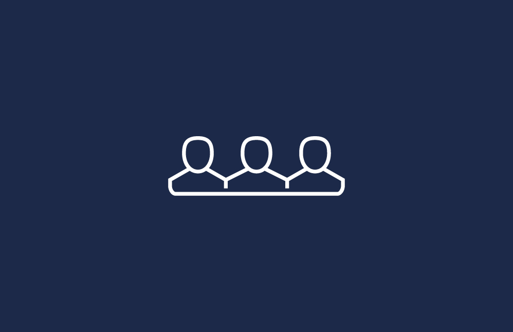 Illustration of an executive board with three figures connected.