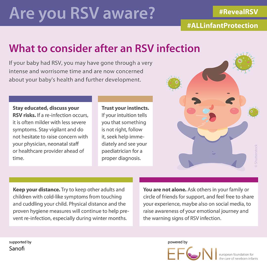 Infographic with post-infection care tips for RSV