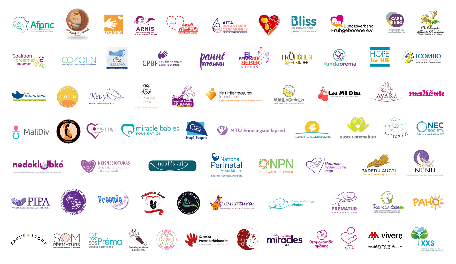Logos of parent and patient organizations supporting GFCNI World Breastfeeding Week 2026.
