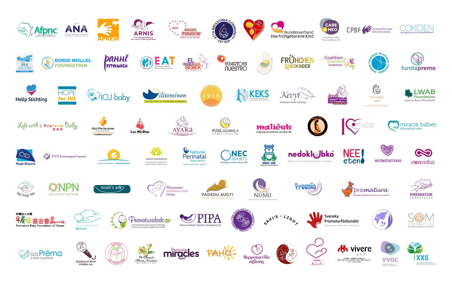 Various logos of parent organizations for breastfeeding awareness.