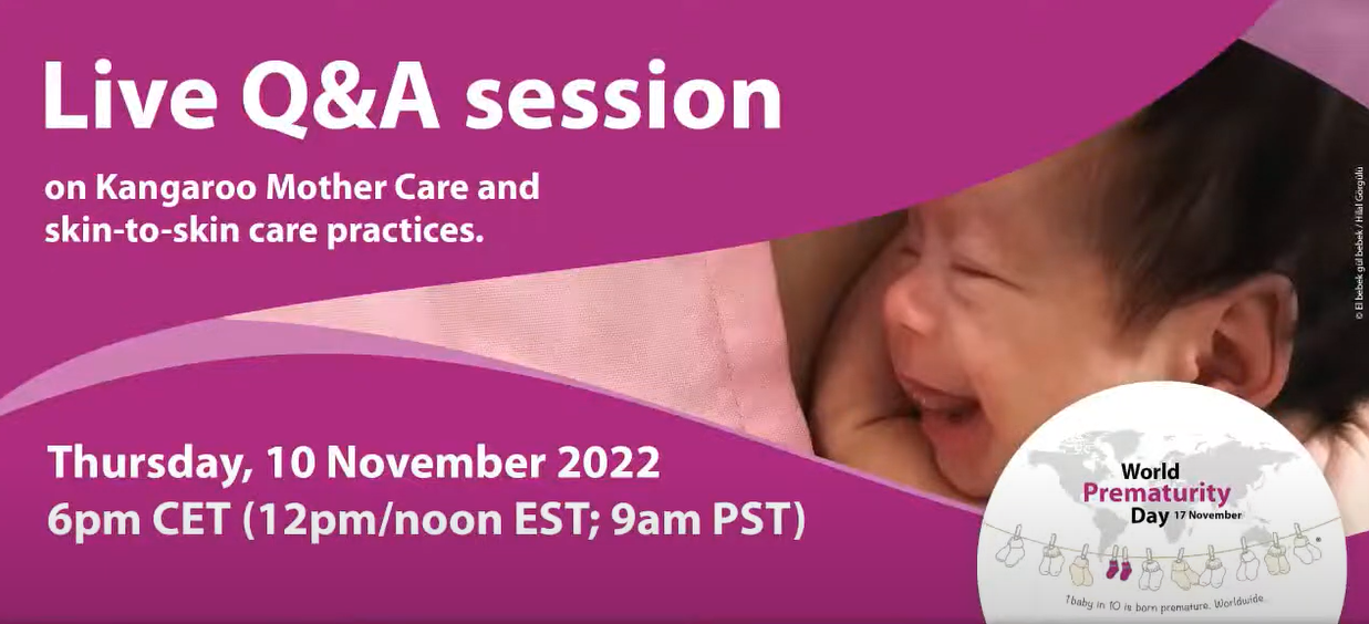 Screenshot of live Q&A video on Kangaroo Mother Care