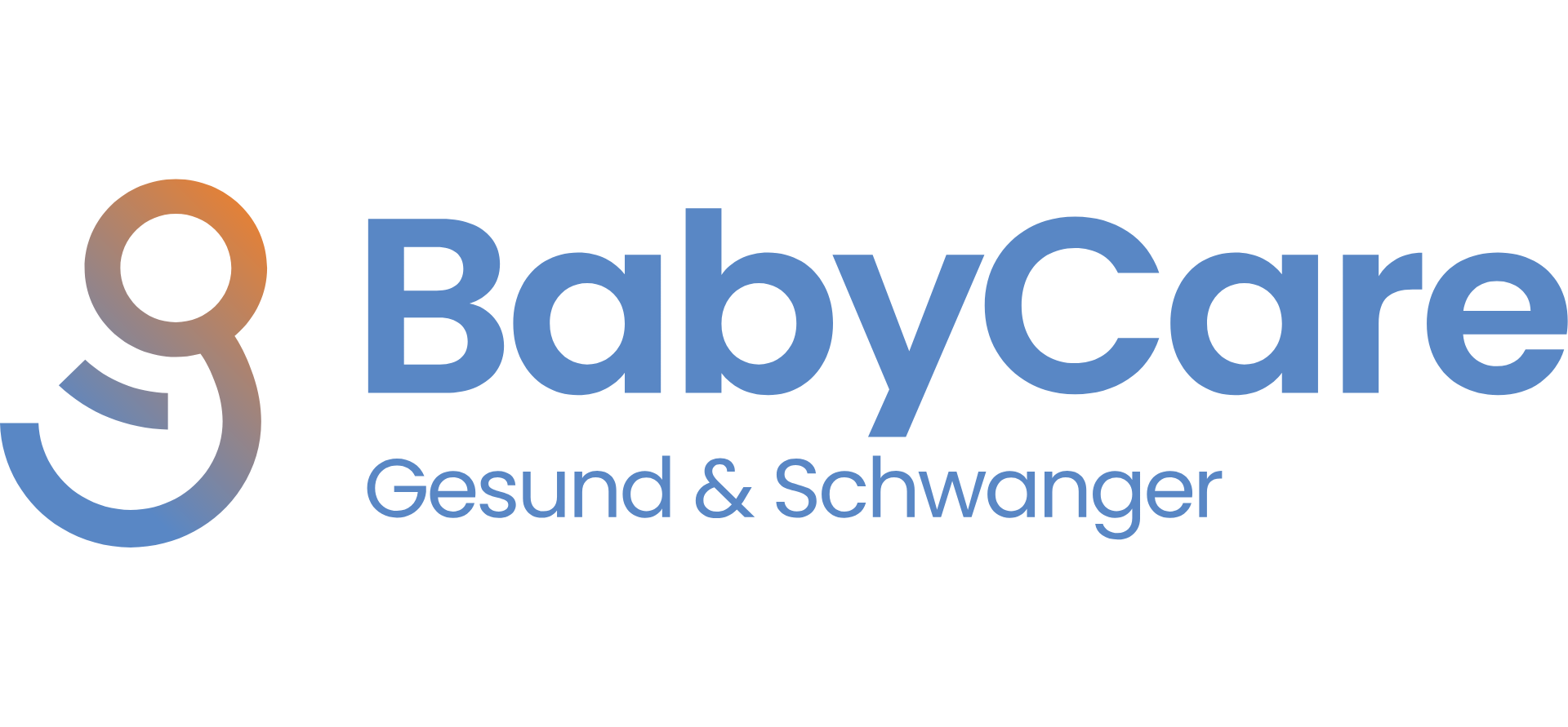 Blue and orange logo on a white background with a circular abstract icon and the text “BabyCare” and smaller text reading “Gesund & Schwanger.”