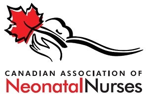 Canadian Association of Neonatal Nurses logo featuring a red maple leaf above stylized hands and a newborn baby.