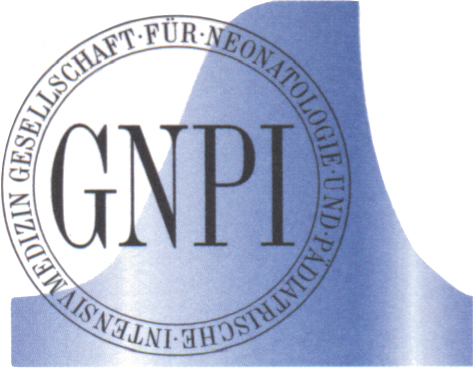 GNPI logo with a circular German inscription over a blue geometric background.