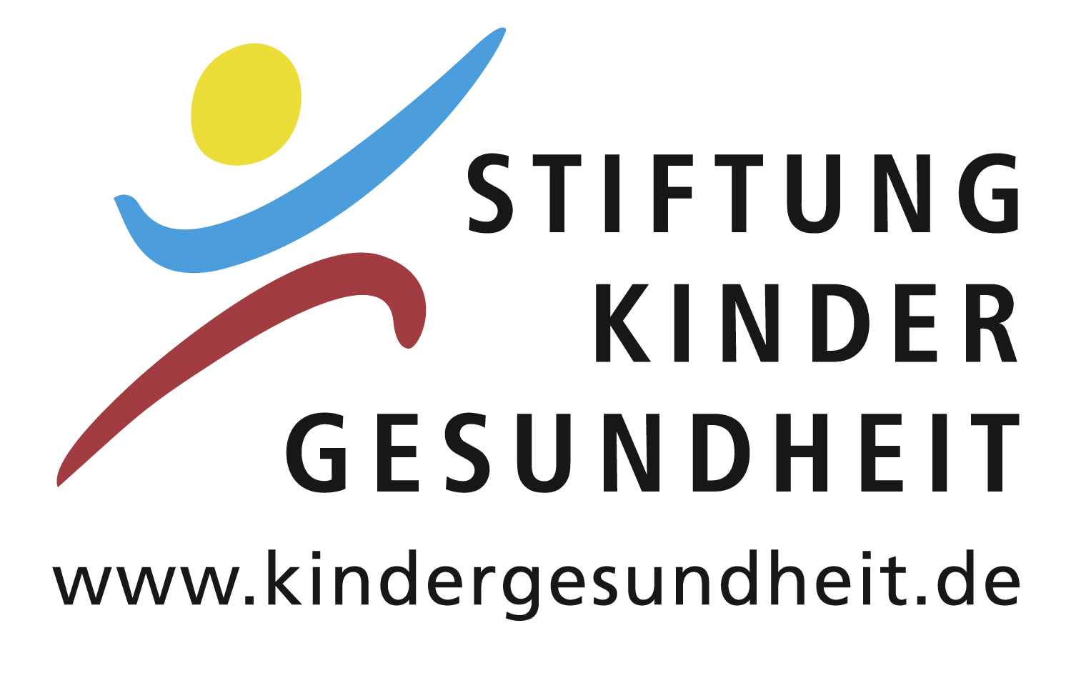 Stiftung Kindergesundheit logo with blue, red, and yellow abstract figures beside the foundation’s name.