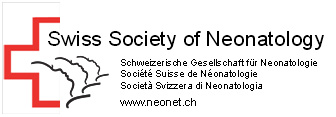 Swiss Society of Neonatology logo with a red Swiss cross outline and a line drawing of a newborn’s profile.