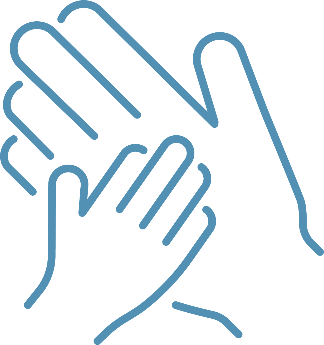 icon of a small and a big hand together symbolizing a parent and a child